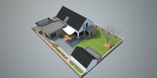 3D model zahrady - vizualizace základního prostorového řešení