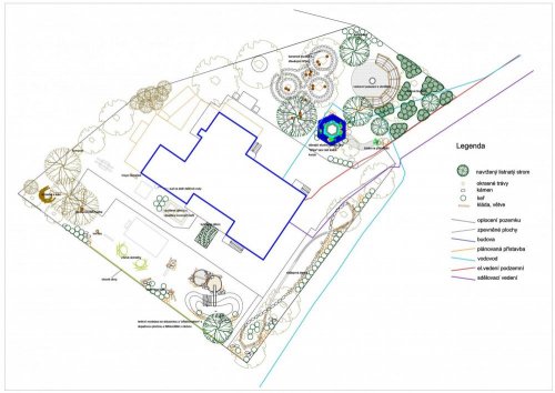 Projekt zahrady mateřské školy v Ořechově - půdorys zahrady