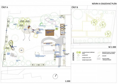 Projekt zahrady mateřské školy v Buchlovicích - půdorys zahrady